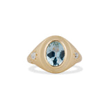 Old Mine Aquamarine and Diamond Star Signet