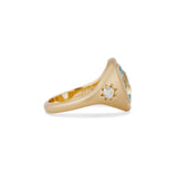 Old Mine Aquamarine and Diamond Star Signet