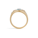 Old Mine Aquamarine and Diamond Star Signet
