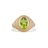 Old Mine Peridot and Diamond Star Signet