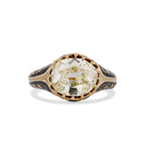 3.07 Old Mine Cut Diamond Black Enamel Ring