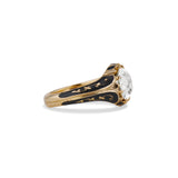 3.07 Old Mine Cut Diamond Black Enamel Ring