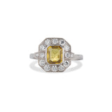 Deco Diamond Yellow Sapphire Ring