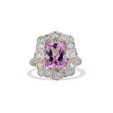 Pink Spinel Art Deco Old Mine Cut Diamond Ring