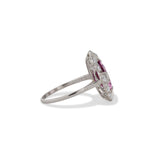 Pink Spinel Art Deco Old Mine Cut Diamond Ring