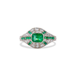 Art Deco Emerald and Diamond Ring