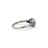 Art Deco Blue Sapphire and Diamond Ring