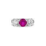 Art Deco Three Stone Ruby and Diamond Ring