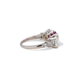 Art Deco Three Stone Ruby and Diamond Ring