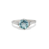 Aquamarine and Diamond Solitaire Ring
