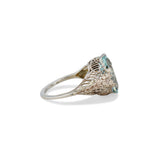 Art Deco Aquamarine Floral Filigree Ring