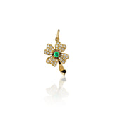 Estate Emerald and Diamond Clover Pendant