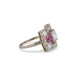 Art Deco Old European Cut Diamond and Ruby Ring