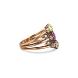 Early Retro Ruby and Old Mine Cut Diamond Ring