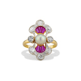 Edwardian Ruby Diamond and Pearl Ring