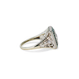 Art Deco Old European Cut Diamond and Emerald Ring
