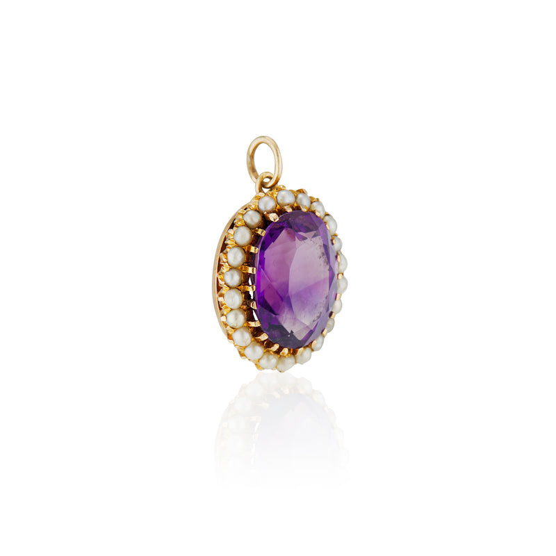 Amethyst Pearl Oval Pendant