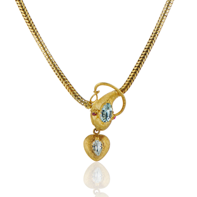 Victorian Aquamarine Snake Necklace