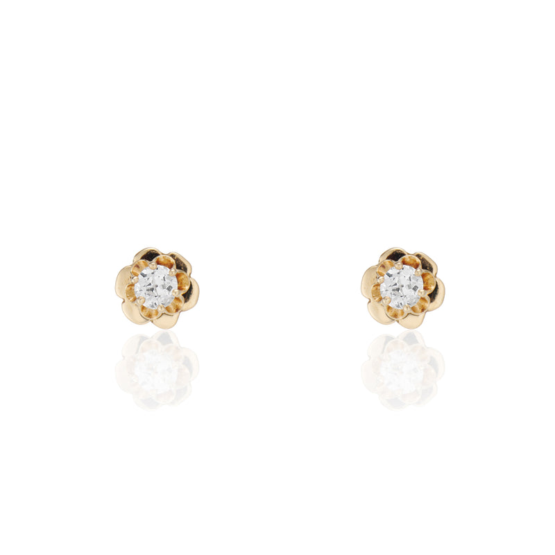 0.90 carat Buttercup Old Mine Cut Diamond Earrings