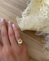 Old Mine Citrine and Diamond Star Signet