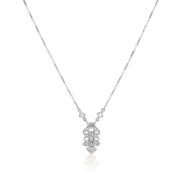 Deco Diamond Pendant Necklace
