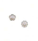 Carved Flower Moonstone and Diamond Earrings