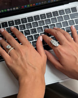 Curved Poesy Knife Edge Pave Diamond Band