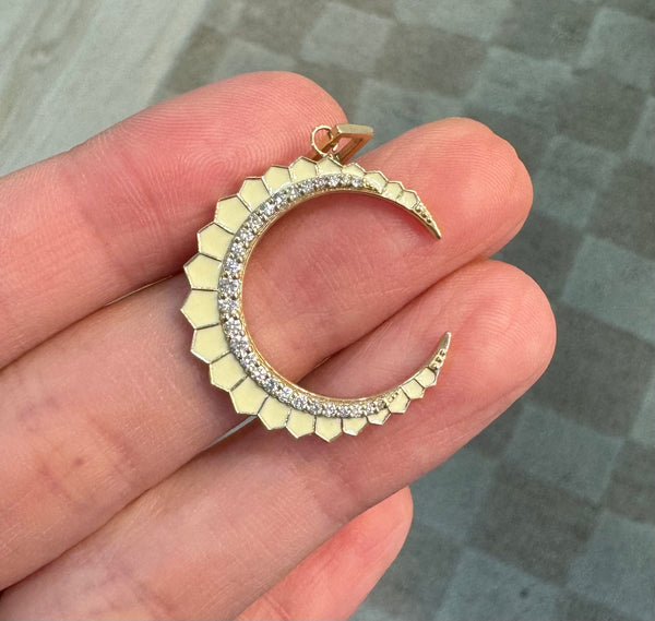 SS CP13 Enamel and Diamond Crescent Moon