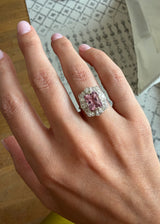 Pink Spinel Art Deco Old Mine Cut Diamond Ring