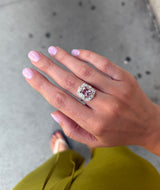 Pink Spinel Art Deco Old Mine Cut Diamond Ring