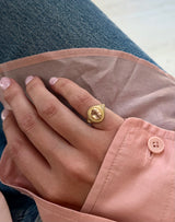 Old Mine Morganite and Diamond Star Signet
