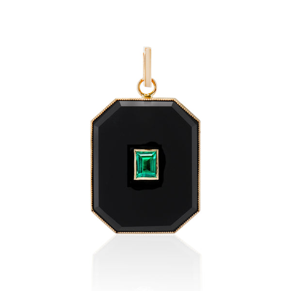 Large Onyx Emerald Baguette Bezel Charm