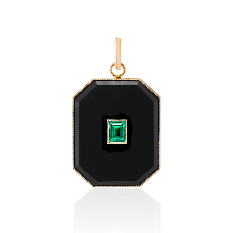 Large Onyx Emerald Baguette Bezel Charm