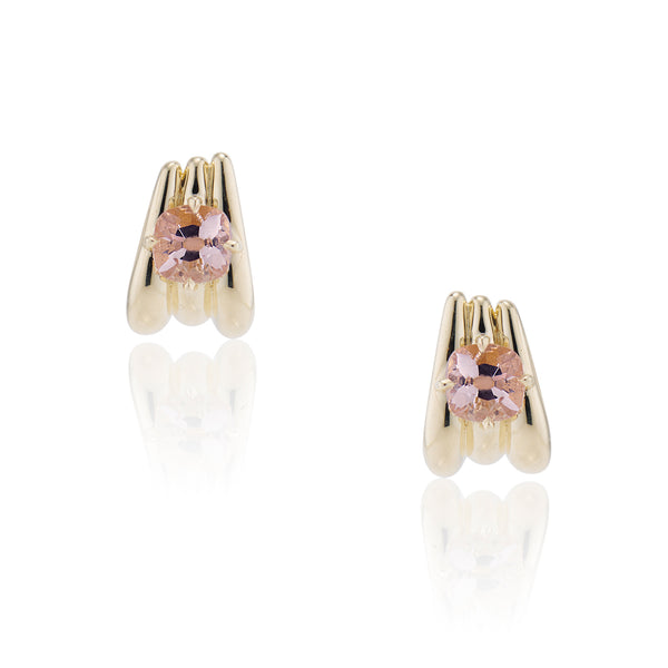 Old Mine Cut Morganite Tove Earrings