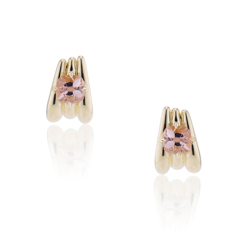 Old Mine Cut Morganite Tove Earrings
