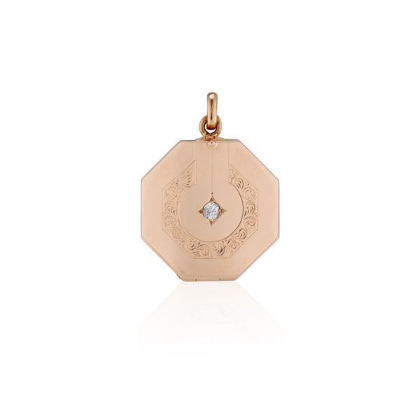 Rose Gold Old Mine Cut Octagon Locket