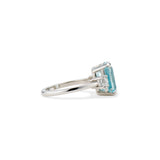 Old Mine Cut Diamond and Aquamarine Ring