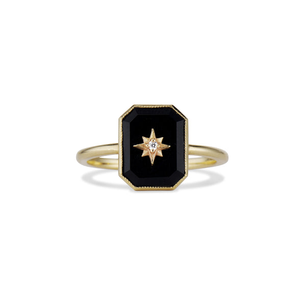 ONYX DIAMOND STAR RING