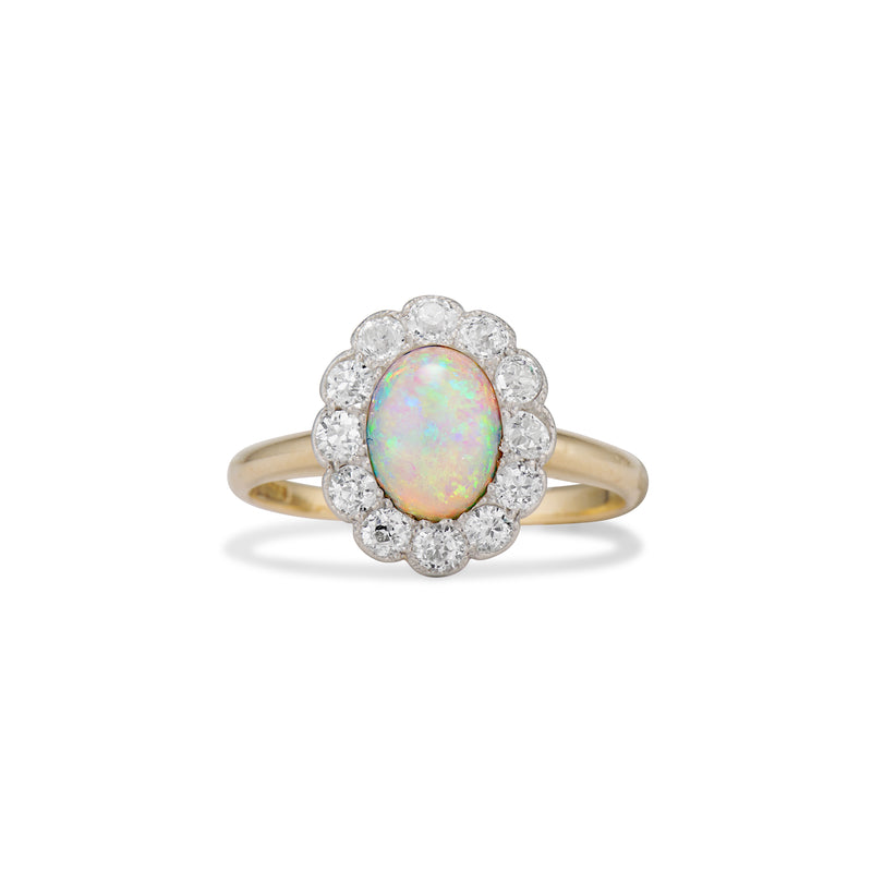 Petite Opal and Diamond Cluster Ring