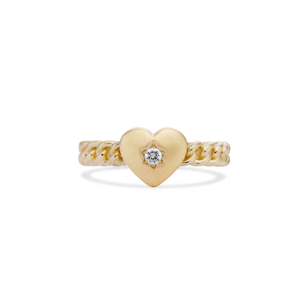 Puffy Heart and Diamond Star Ring