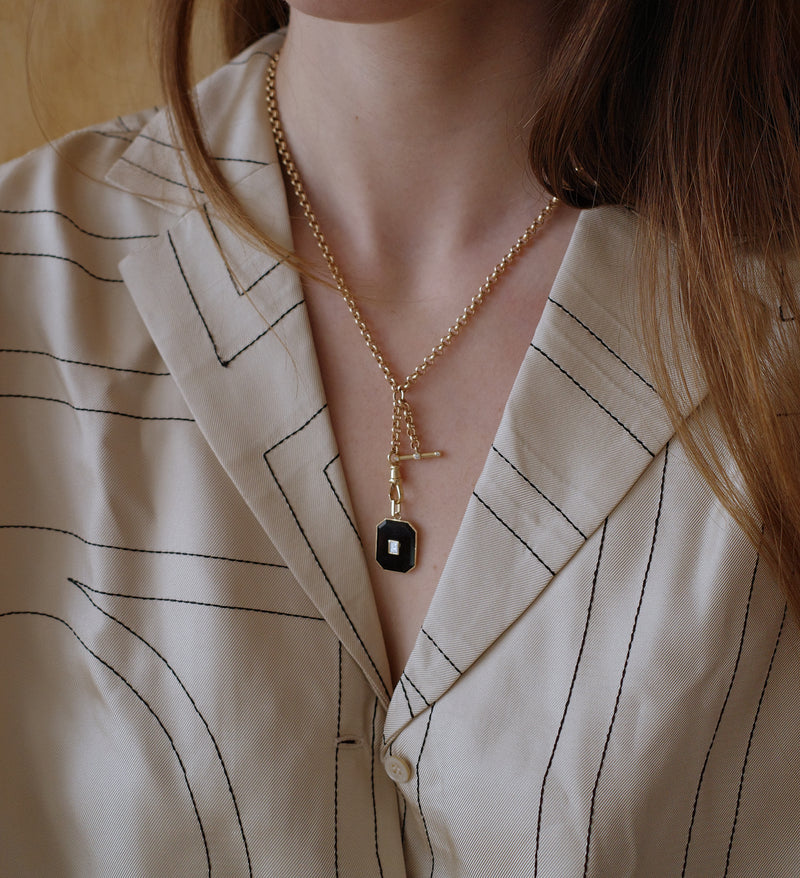 Diamond Albert Chain with Dog Clip Clasp