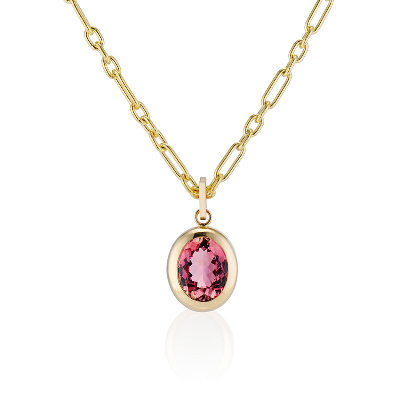 Small Pink Tourmaline Bubble Pendant and Eames Chain