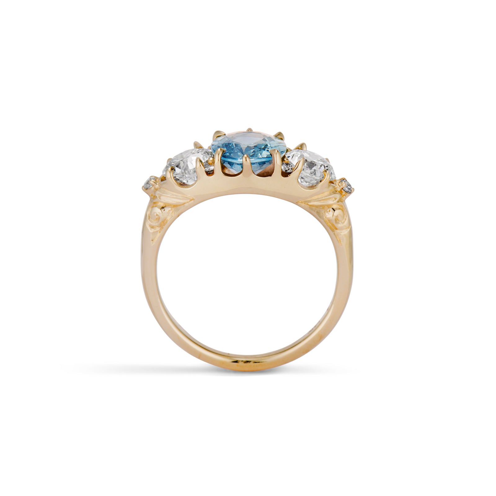 Eliette Blue Sapphire and Old European Cut Half Hoop – Ashley 