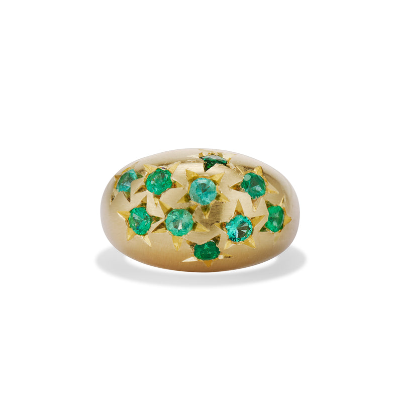 Estate Emerald Starburst Bombe Ring