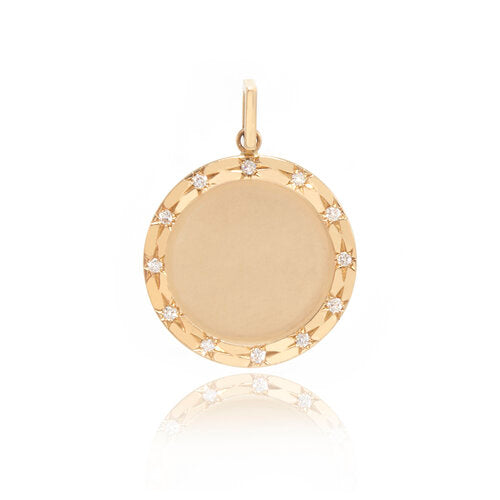 Starlight Disc Pendant and Old European Cut Diamond Double Bezel Arin Chain