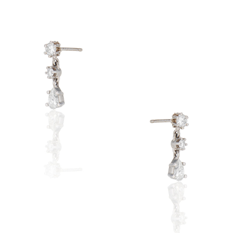 Three Diamond Drop Earrings