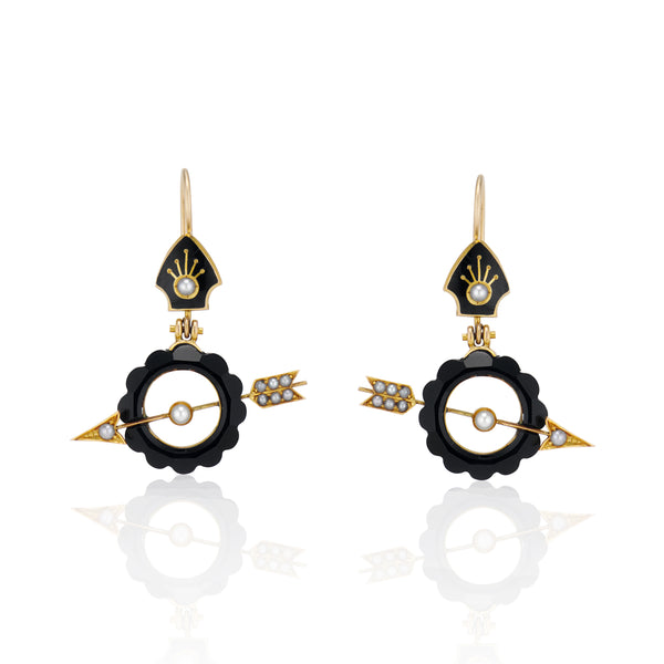 Victorian Onyx Arrow Earrings