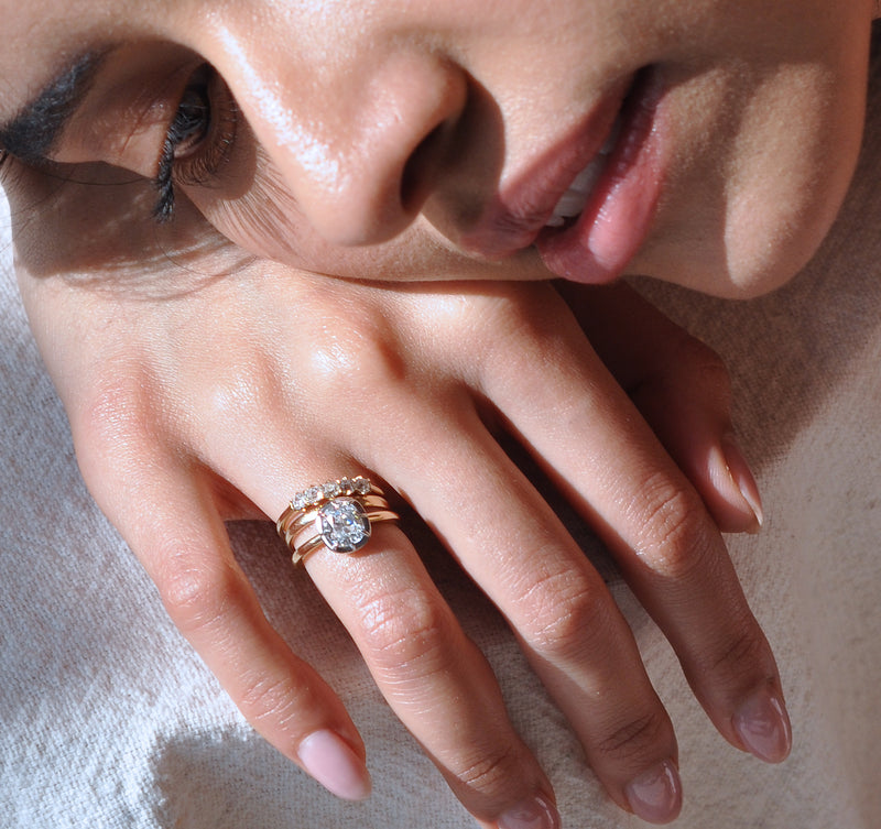 Carat Collet Cushion Cut Diamond Engagement Ring - Main Image