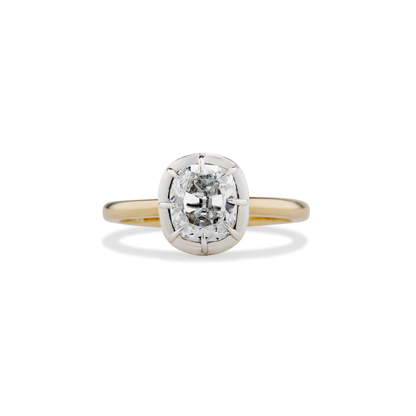 1.20 Carat Collet Cushion Cut Diamond Engagement Ring