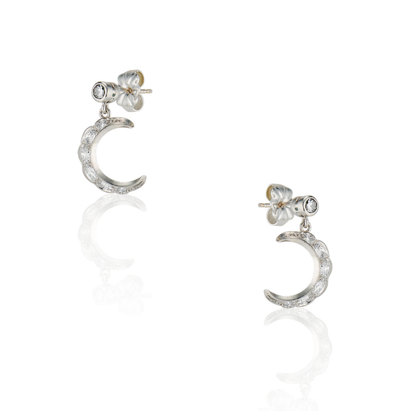 Diamond Crescent Earrings